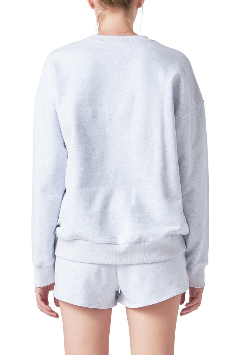Unfollow Appliqué Graphic Sweatshirt, Alternate, color, HEATHER GREY