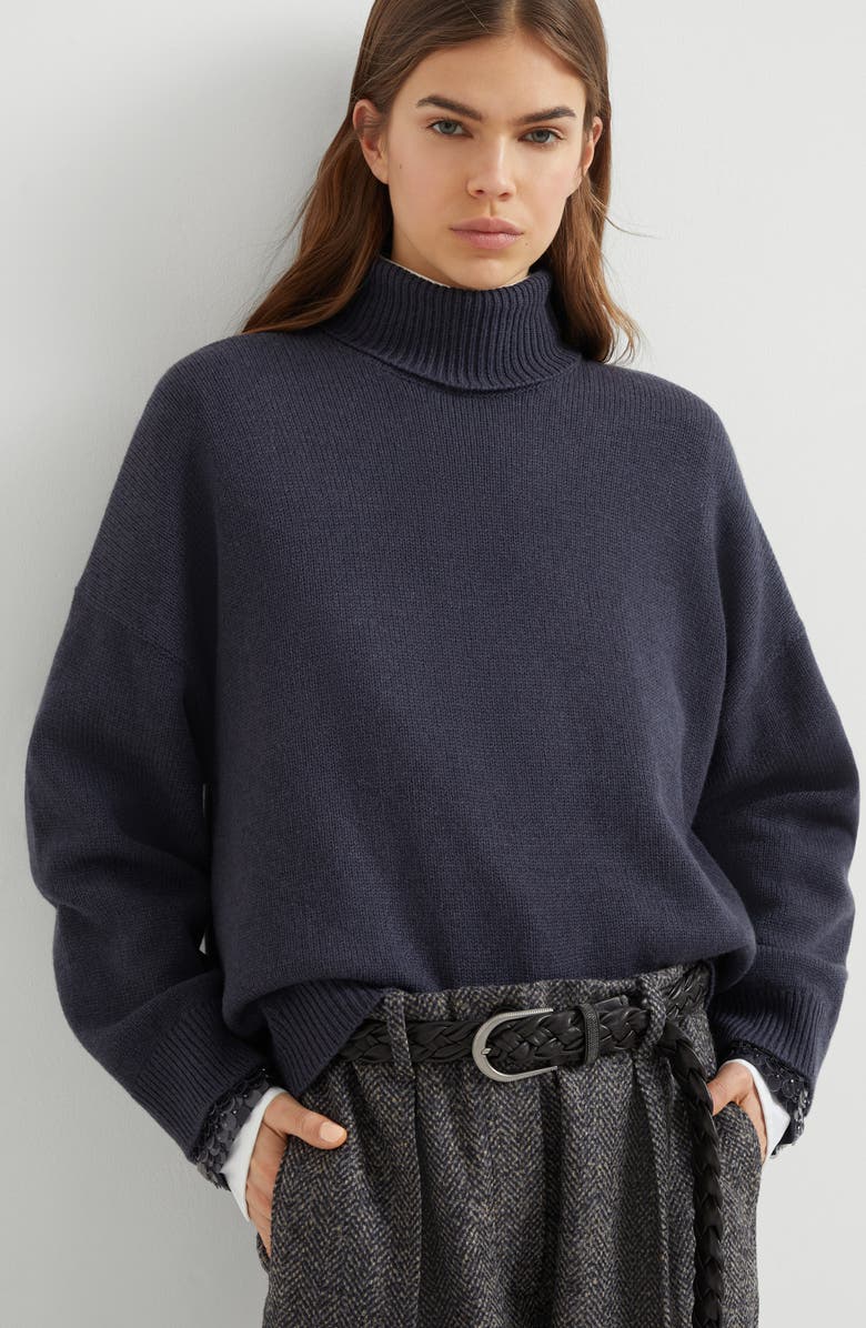 Brunello Cucinelli Turtleneck sweater, Alternate, color, Navy Blue