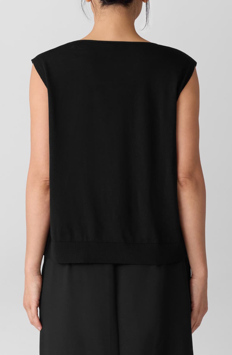 Eileen Fisher V-Neck Wool Sweater Vest, Alternate, color, Black