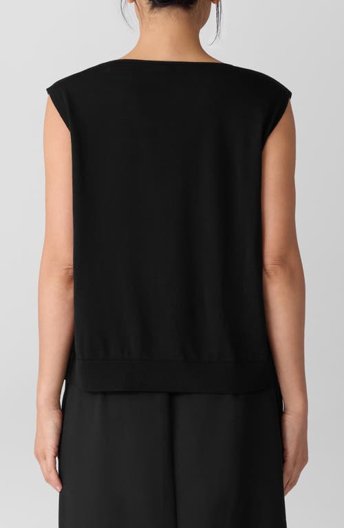 Eileen Fisher V-neck Wool Sweater Vest In Black