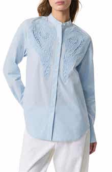 rag & bone Ainsley Lace Appliqué Cotton Button-Up Shirt