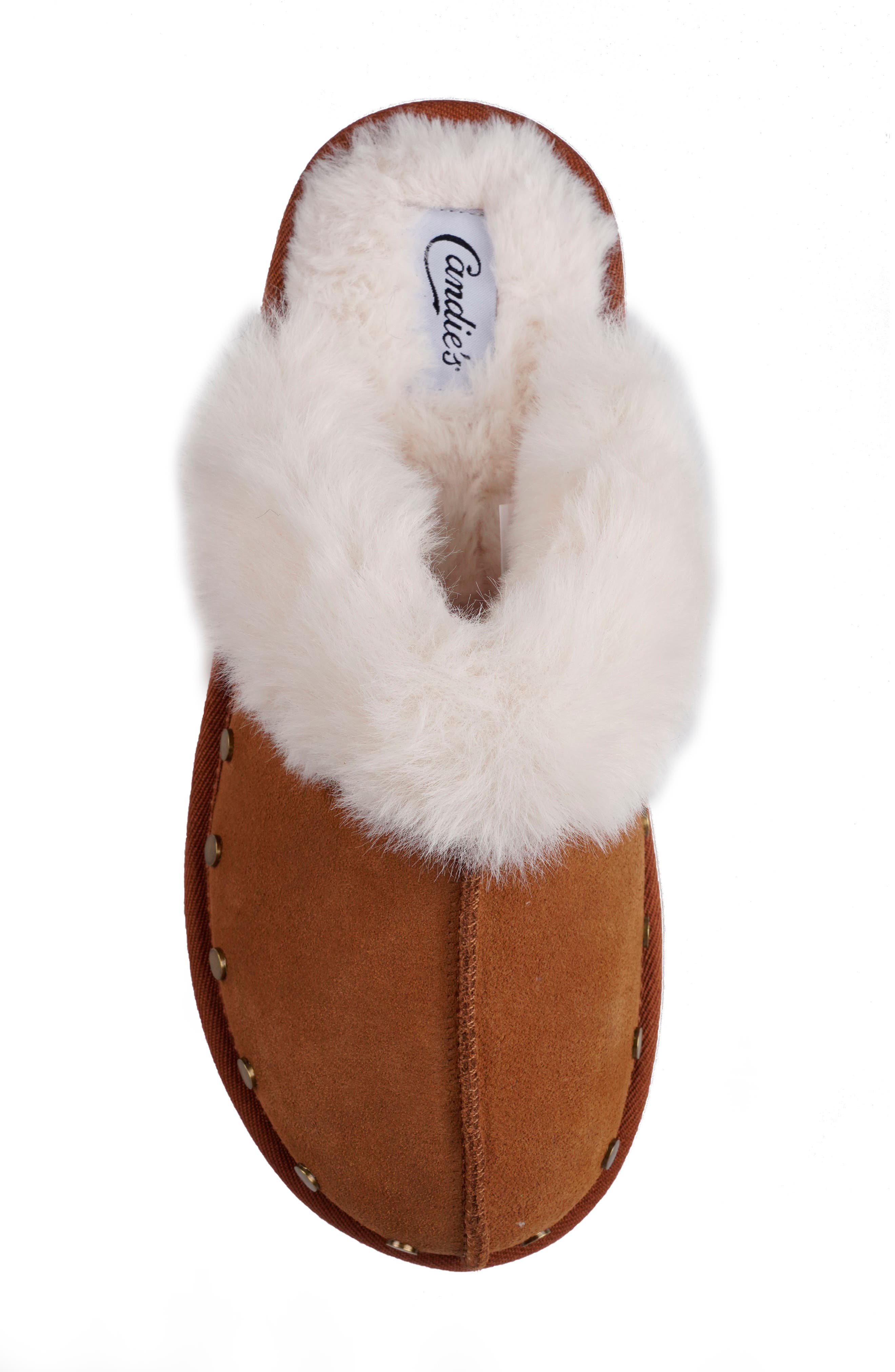 Candie's Sutton Faux Fur Platform Clog, Alternate, color, Tan Suede