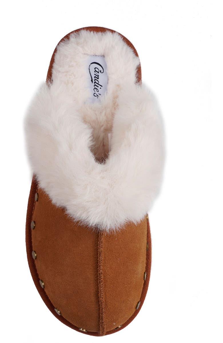 Candie's Sutton Faux Fur Platform Clog, Alternate, color, Tan Suede