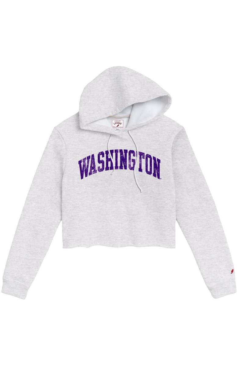 LEAGUE COLLEGIATE WEAR Women's League Collegiate Wear Ash Washington Huskies 2-Hit 1636 Cropped Pullover Hoodie, Alternate, color, Ash