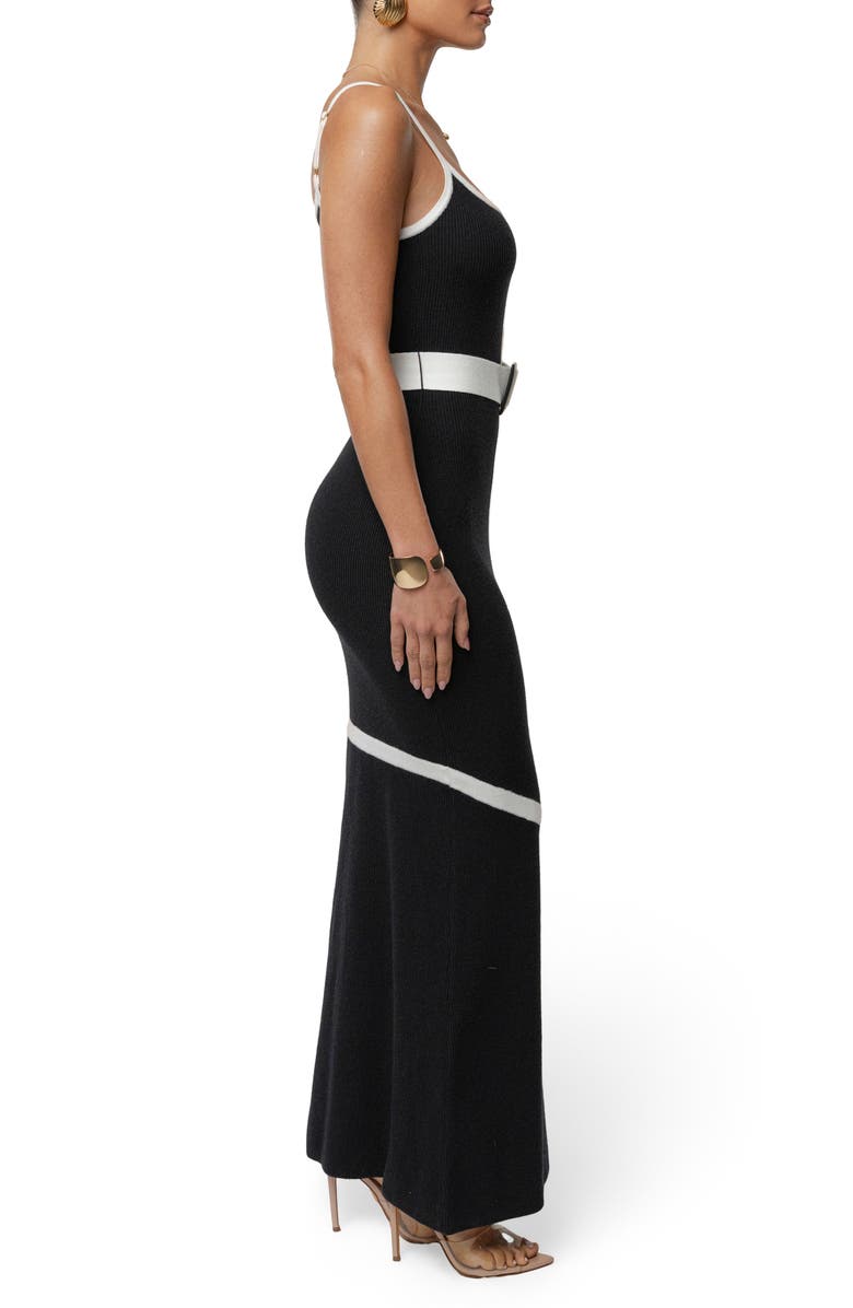 JLUXLABEL Belted Sleeveless Rib Maxi Dress, Alternate, color, Black