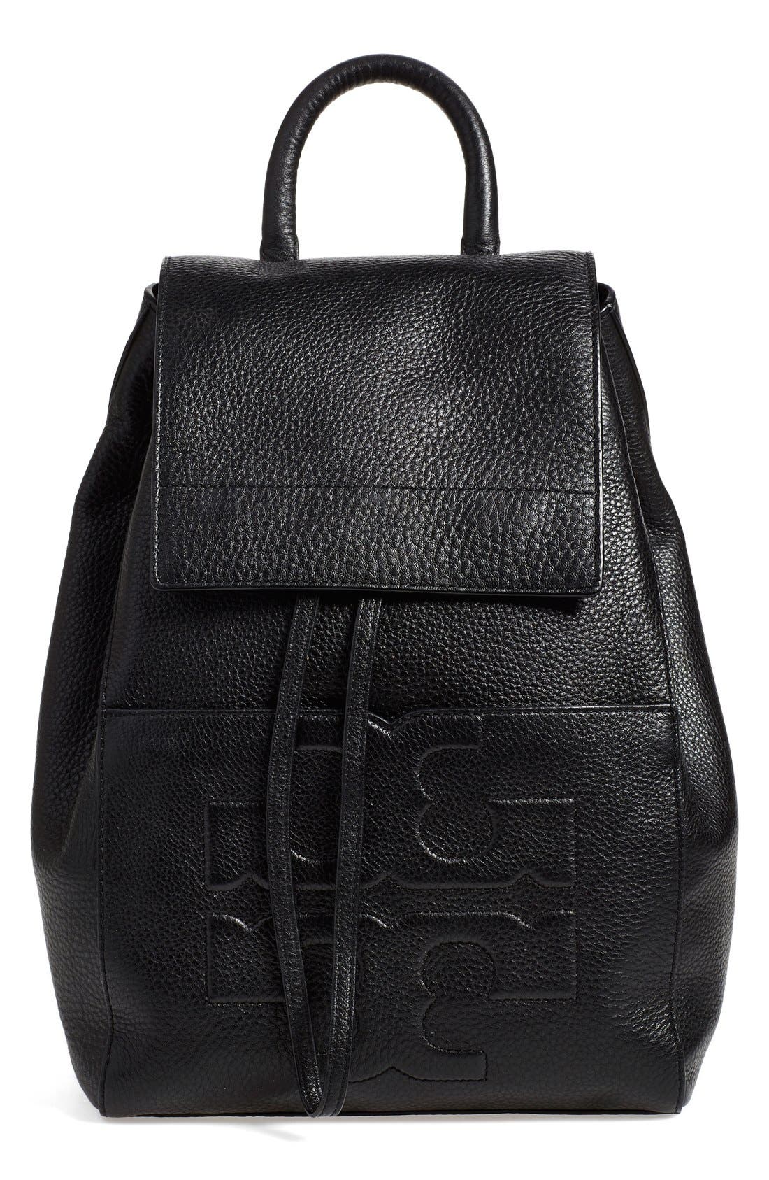 Tory Burch 'Bombe T' Leather Backpack, Main, color, 
