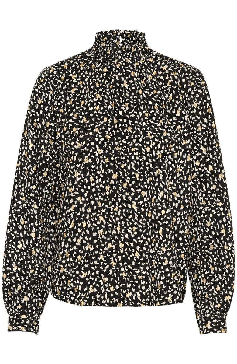 Kaffe KAmalene Dress V-neck Above The Knee, Alternate, color, Black/White/Gold Print