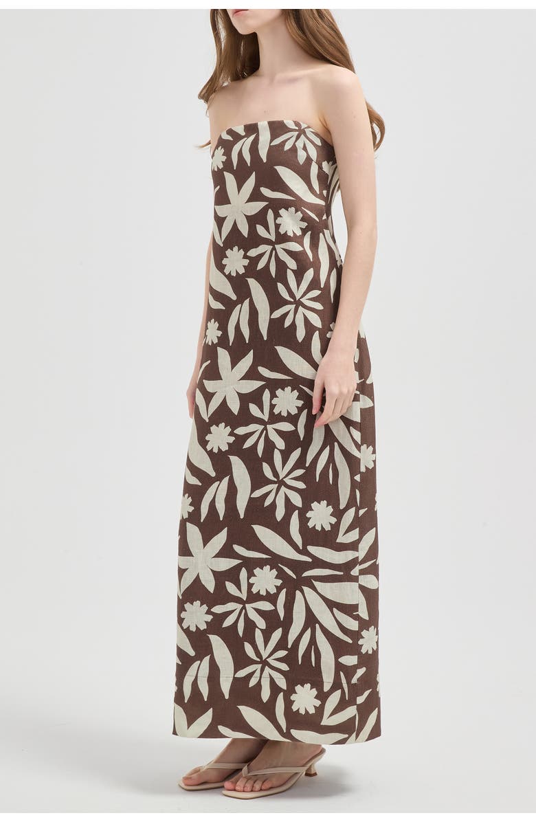 nuaje nuaje Rhea Strapless Midi Linen Dress, Alternate, color, Walnut Agave