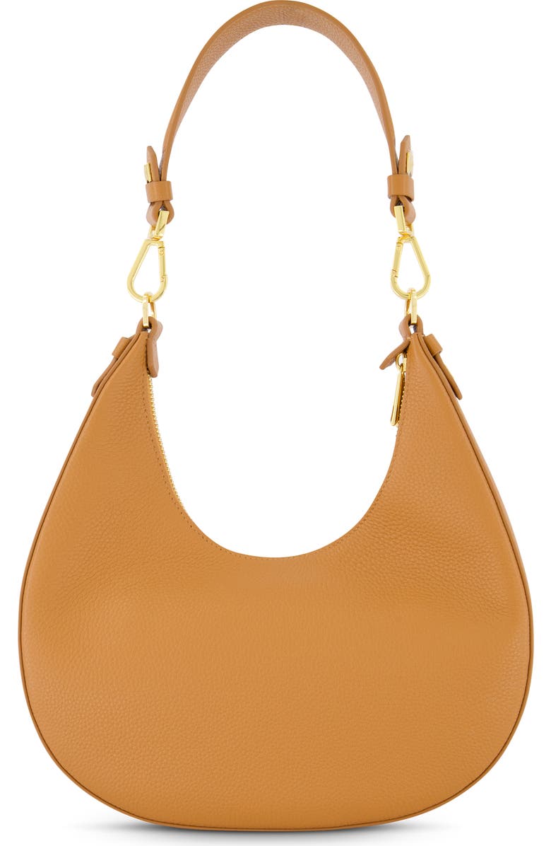 Mac Duggal Gold Plated Hardware Grain Leather Hobo Bag, Alternate, color, Toffee