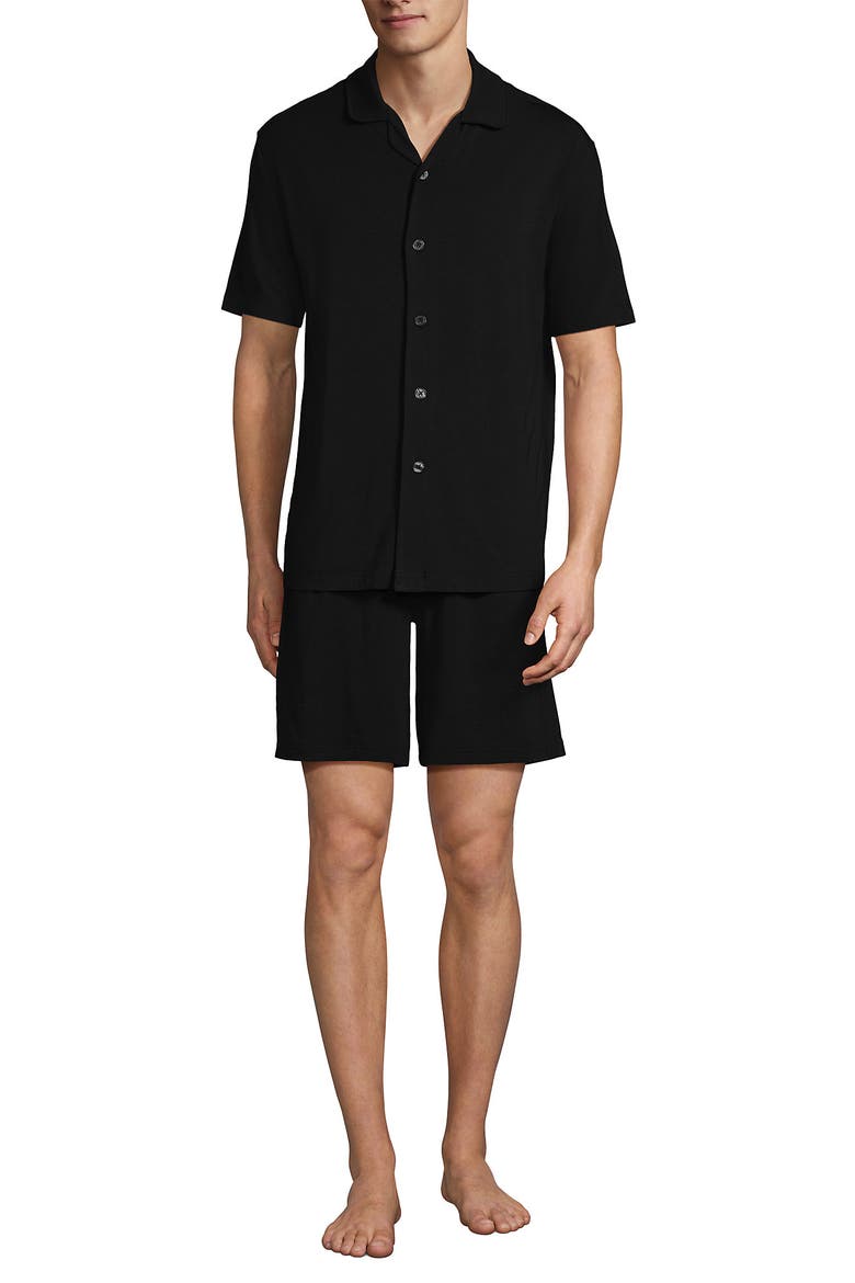 Short Sleeve Cooling Knit Short Set, Main, color, Black
