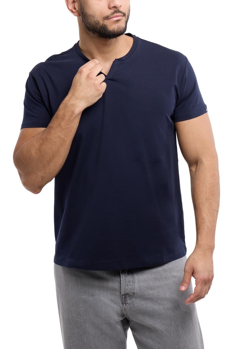 Split Neck T-Shirt, Alternate, color, NAVY