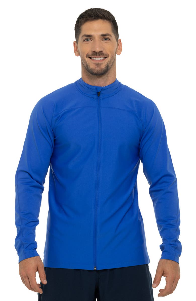 Coolibar Men's Long Sleeve Swim Jacket - UPF 50+ Sun Protection - Menorca, Main, color, Baja Blue