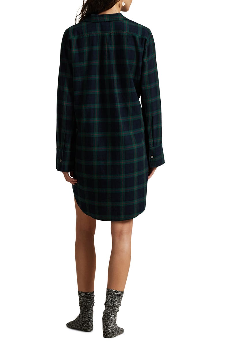 Polo Ralph Lauren Cotton Long Sleeve Sleepshirt, Alternate, color, Black Watch