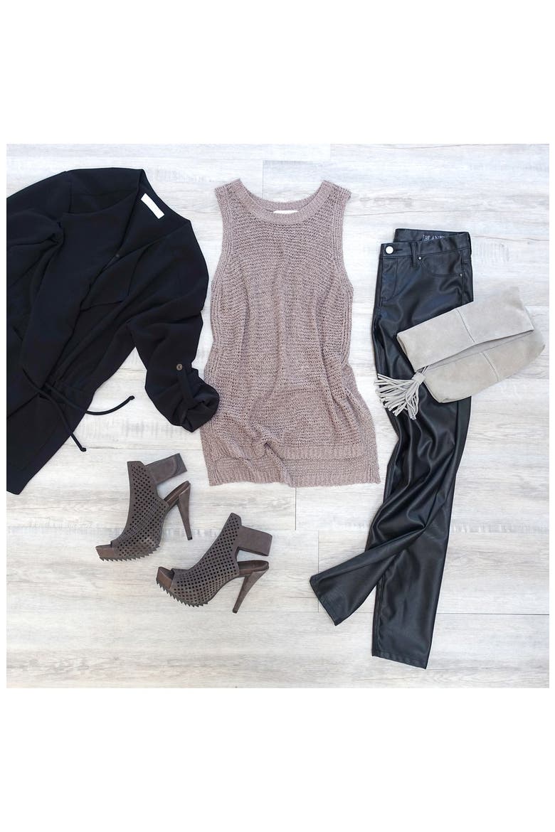 ASTR Side Slit Sweater Tank, Alternate, color, BLACK