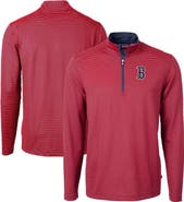 Cutter & Buck Men's Cutter & Buck Red/Navy Boston Red Sox Virtue Eco Pique Micro Stripe Big & Tall Recycled Quarter-Zip Pullover Top