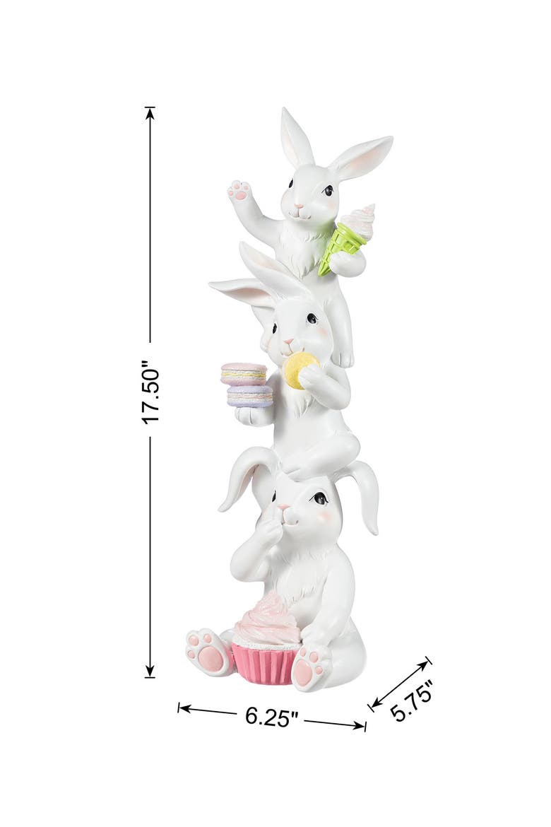 Easter Resin Stacked Bunny with Macaron Table Decor, Alternate, color, White