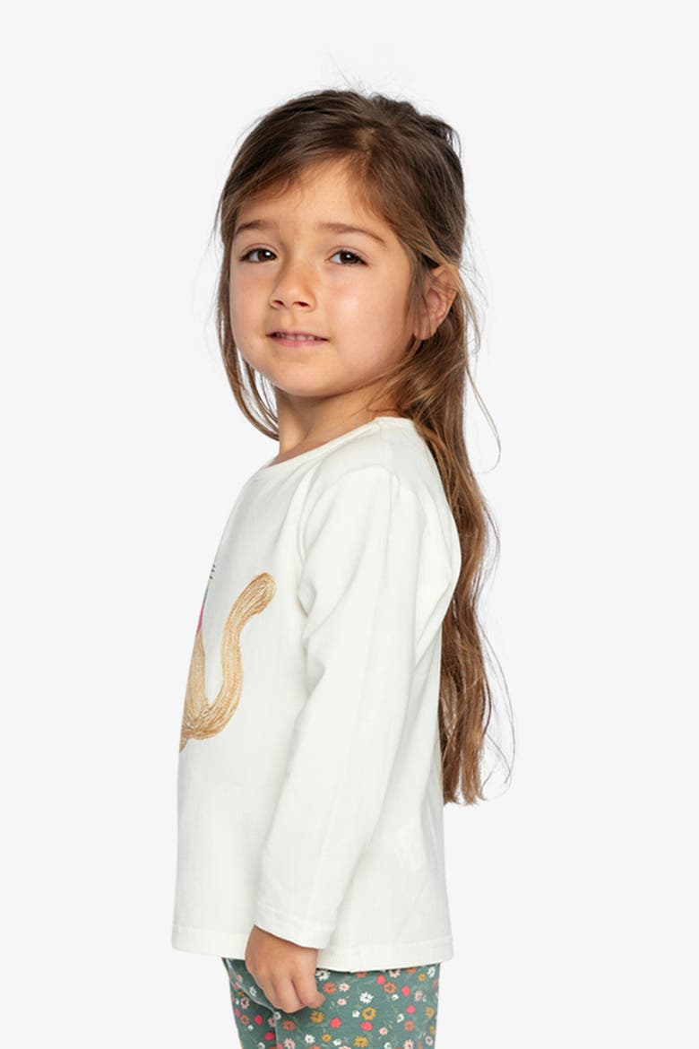 Organic Cotton Cat Embroidered Long Sleeve T-Shirt, Alternate, color, Off-White