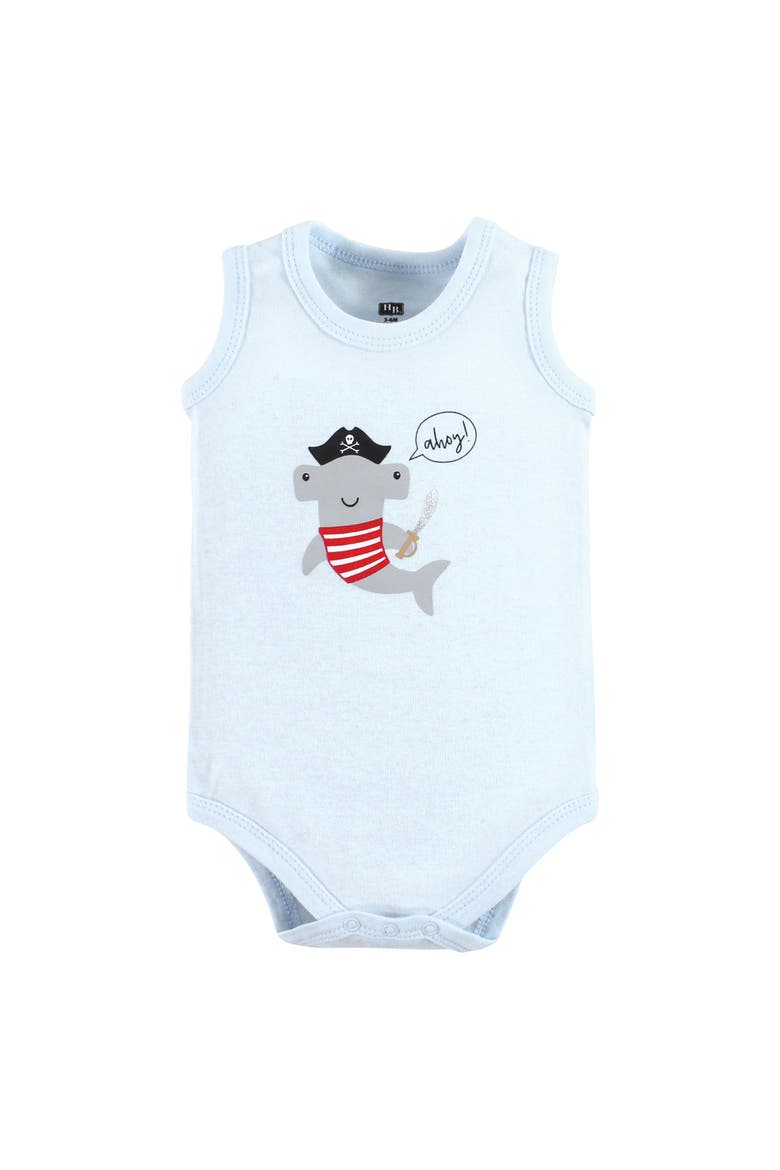 Soft Cotton Sleeveless Bodysuits, Alternate, color, Pirate Shark