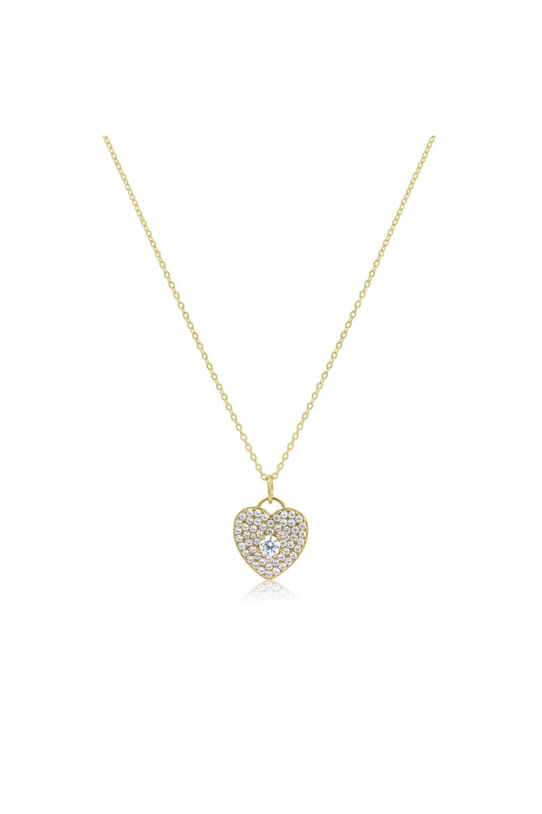 CZ Heart Padlock Necklace, Main, color, Gold Plated Sterling Silver