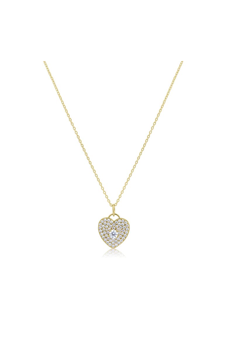 The Lovery Fine Jewelry CZ Heart Padlock Necklace, Main, color, Gold Plated Sterling Silver