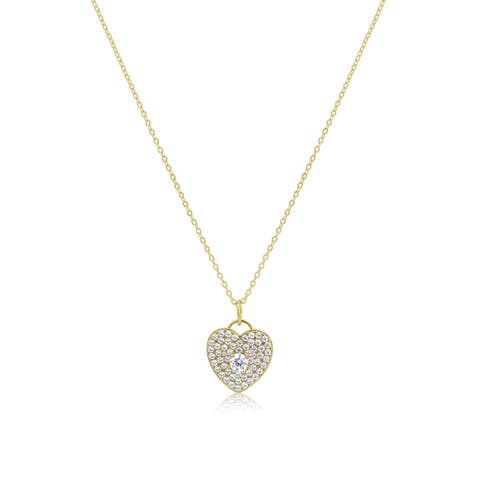CZ Heart Padlock Necklace