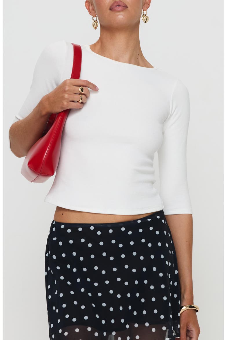 Elaia Three-Quarter Sleeve Crop Top, Main, color, WHITE