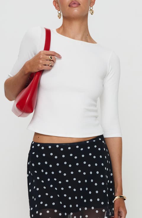 Elaia Three-Quarter Sleeve Crop Top