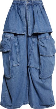 Collina Strada Hazel Skirt Panel Oversize Denim Cargo Pants