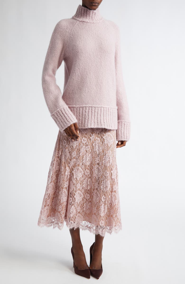 Michael Kors Collection Dance Crushed Floral Lace Skirt, Alternate, color, Blush