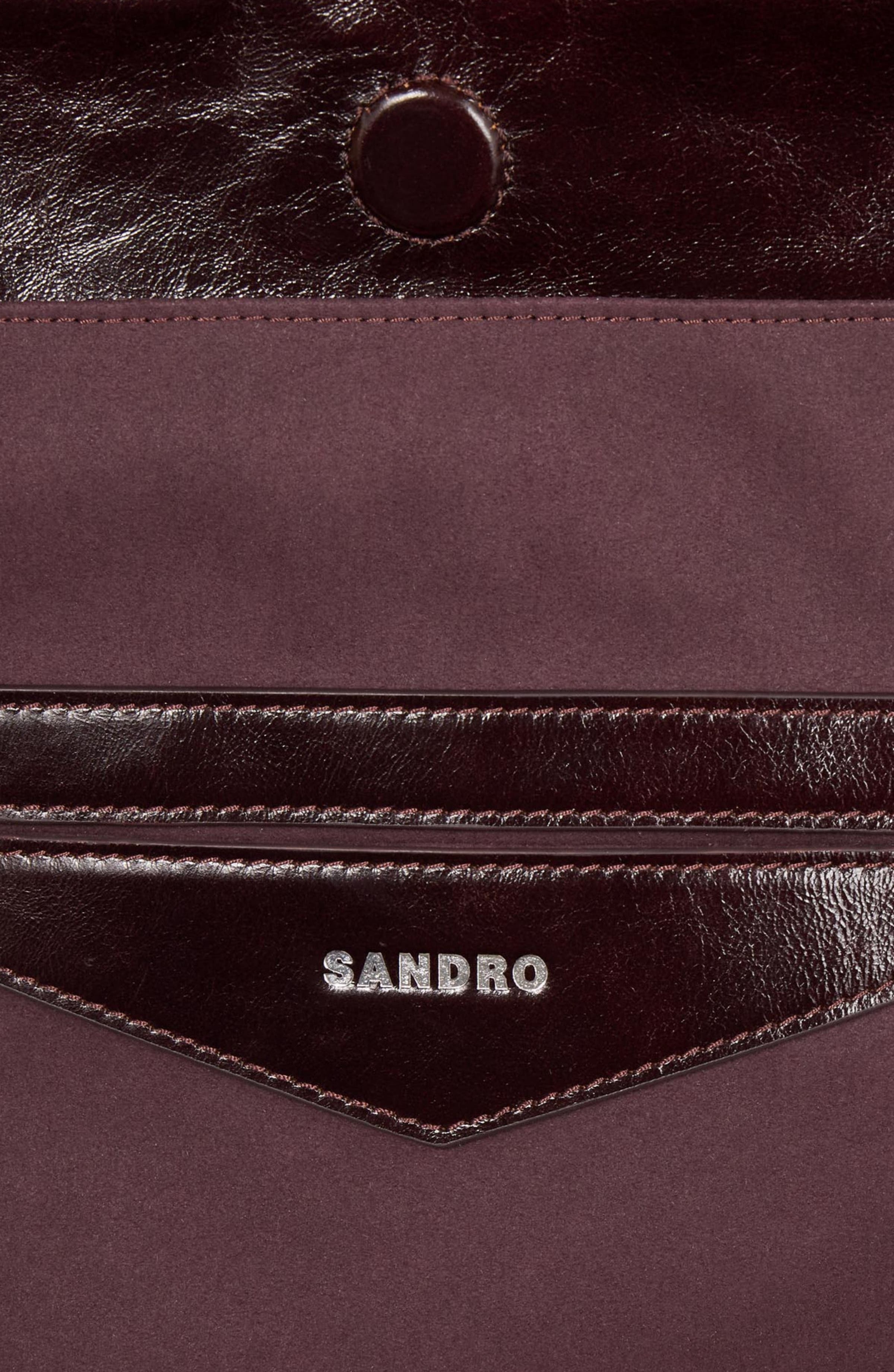 SANDRO Large shiny leather bag, Alternate, color, 