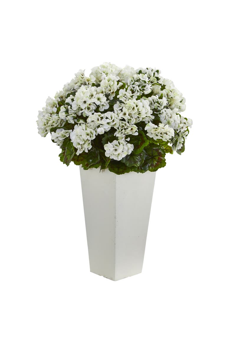27-in Geranium Artificial Plant in White Planter UV Resistant, Main, color, White