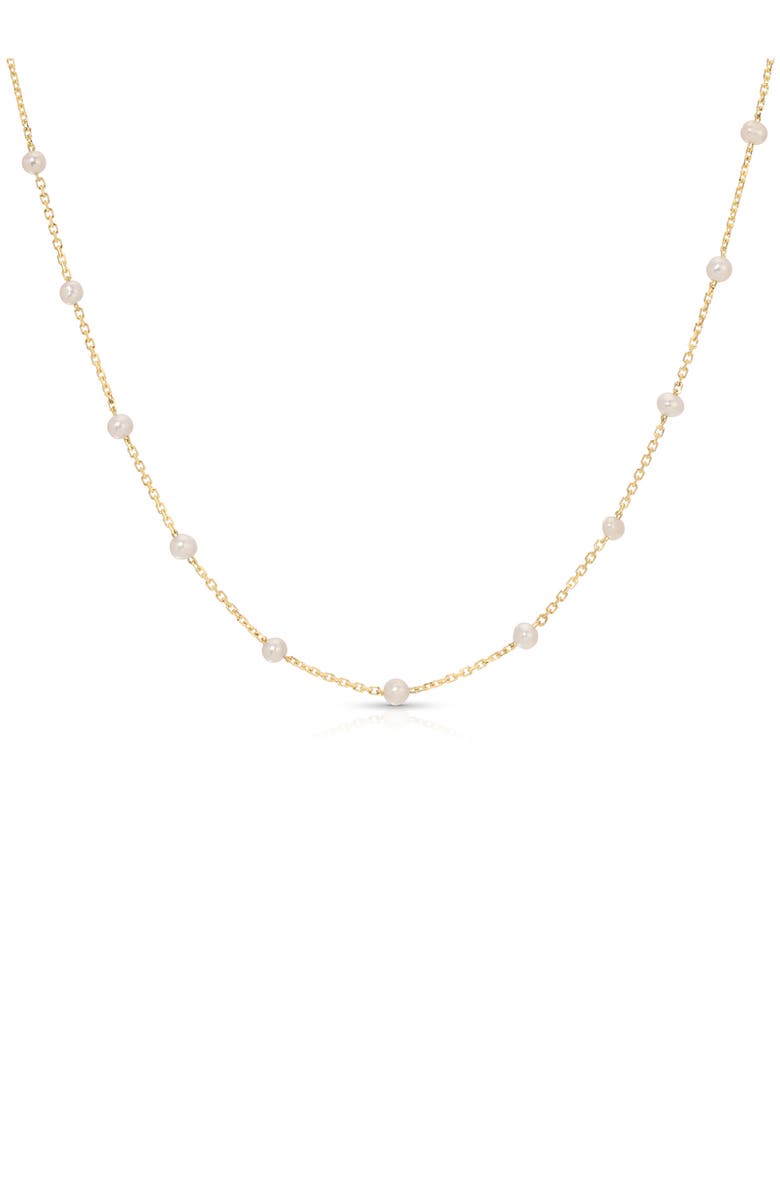 EF Collection Mother-of-Pearl Station Necklace, Main, color, 14K Yellow Gold / Pearls