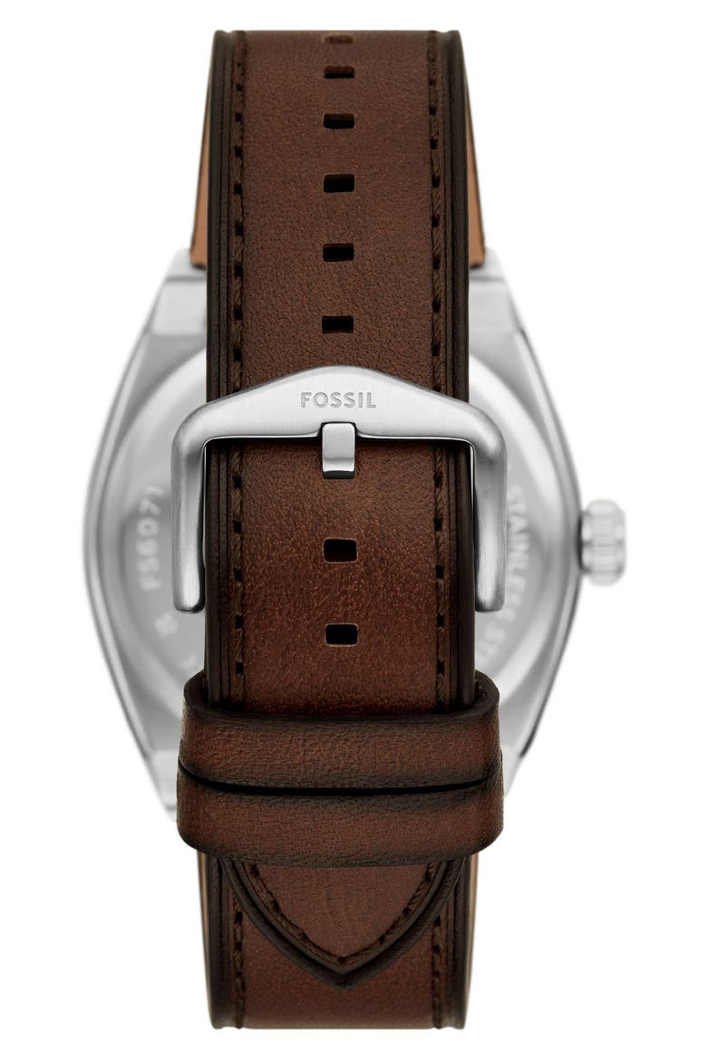 Everett Leather Strap Watch, 42mm, Alternate, color, BROWN
