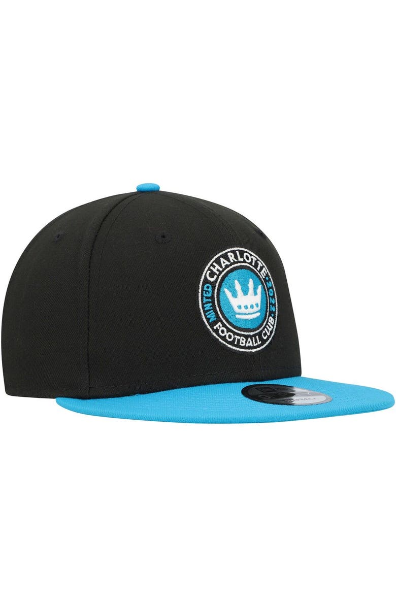 New Era Men's New Era Black/Blue Charlotte FC Two-Tone 9FIFTY Snapback Hat, Alternate, color, Black