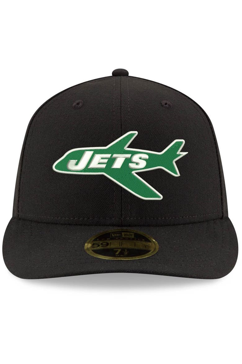Men's New Era Black New York Jets Omaha Throwback Low Profile 59FIFTY Fitted Hat, Alternate, color, Black
