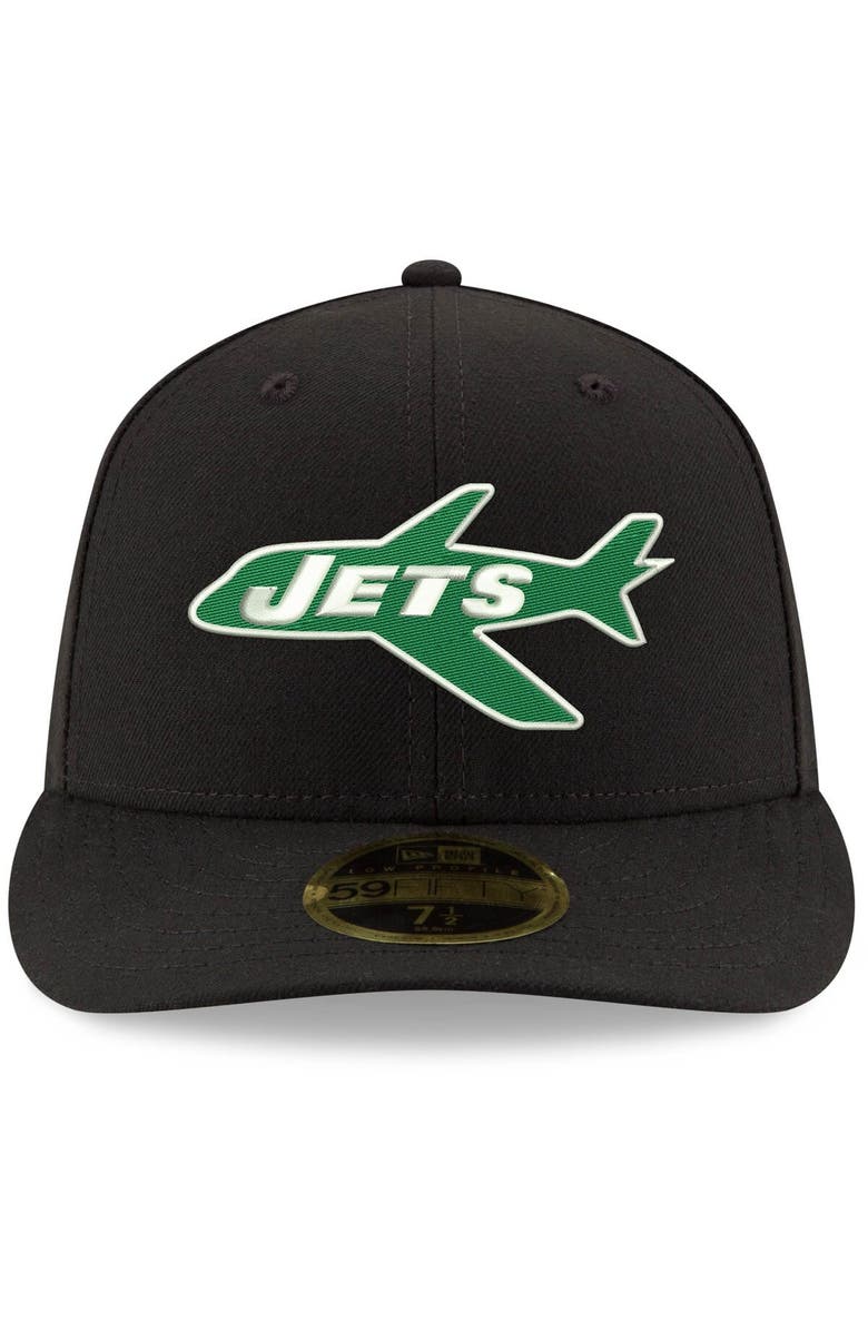 New Era Men's New Era Black New York Jets Omaha Throwback Low Profile 59FIFTY Fitted Hat, Alternate, color, Black