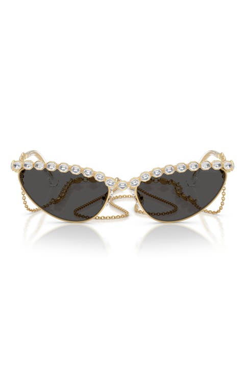 59mm Cat Eye Sunglasses with Chain