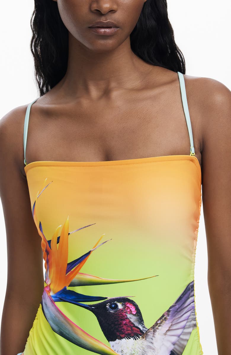 Desigual Hummingbird One-Piece Swimsuit, Alternate, color, Yellow Multi