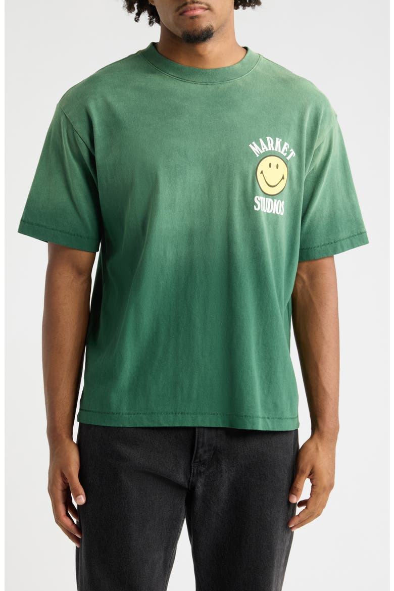 Smiley Lockup Graphic T-Shirt, Main, color, DARK GREEN