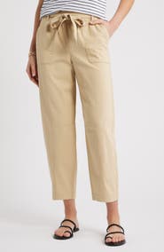 Caslon® Tie Waist Tapered Leg Utility Pants