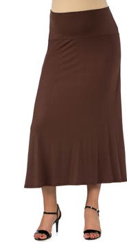 24seven Comfort Apparel Maternity Elastic Waist Maxi Skirt