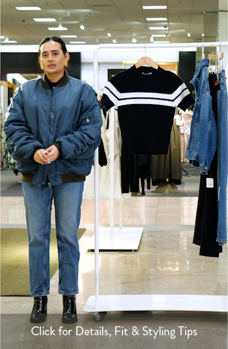 Stripe Short Sleeve Crewneck Sweater, sales video thumbnail