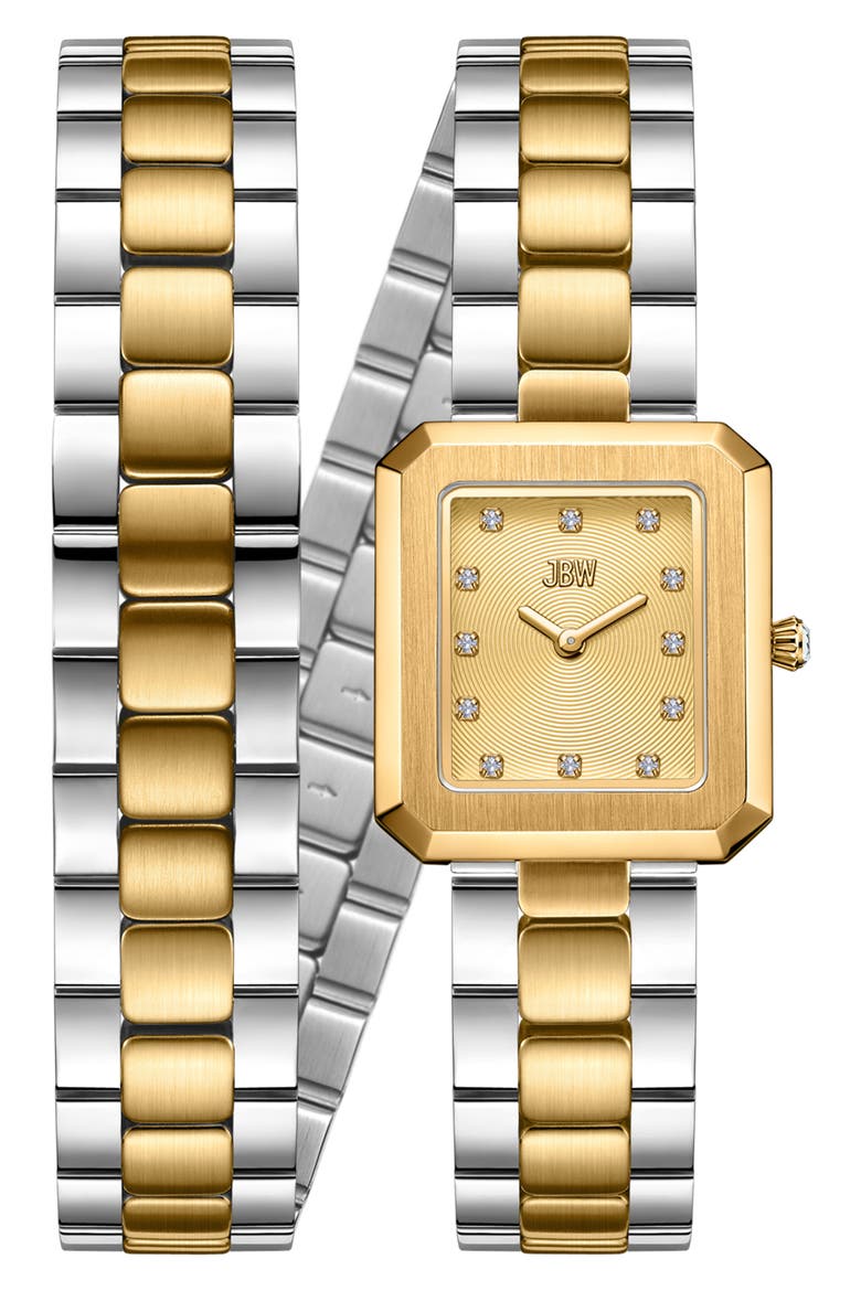 Arc Lab-Created Diamond Double Wrap Bracelet Watch, 23mm, Main, color, TWO-TONE