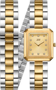 JBW Arc Lab-Created Diamond Double Wrap Bracelet Watch, 23mm