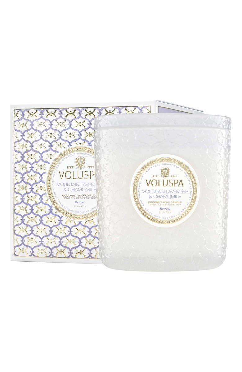 Voluspa Mountain Lavender & Chamomile Boxed Luxe Candle, Alternate, color, Mountain Lavender & Chamomile