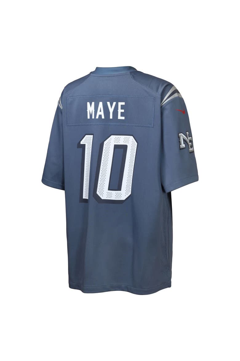Youth Nike Drake Maye Storm Blue New England Patriots 2025 Rivalries Collection Game Jersey, Alternate, color, Blue