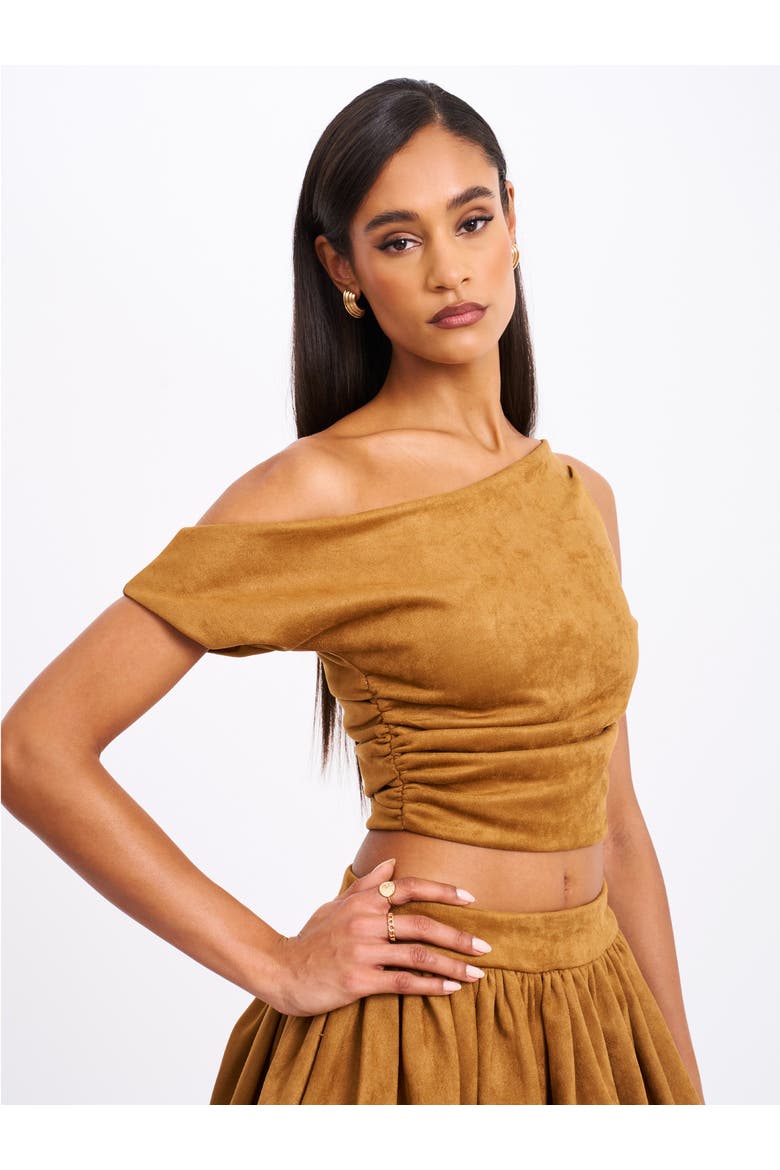 Yara Suede Slash Neck Tank Top, Alternate, color, Brown