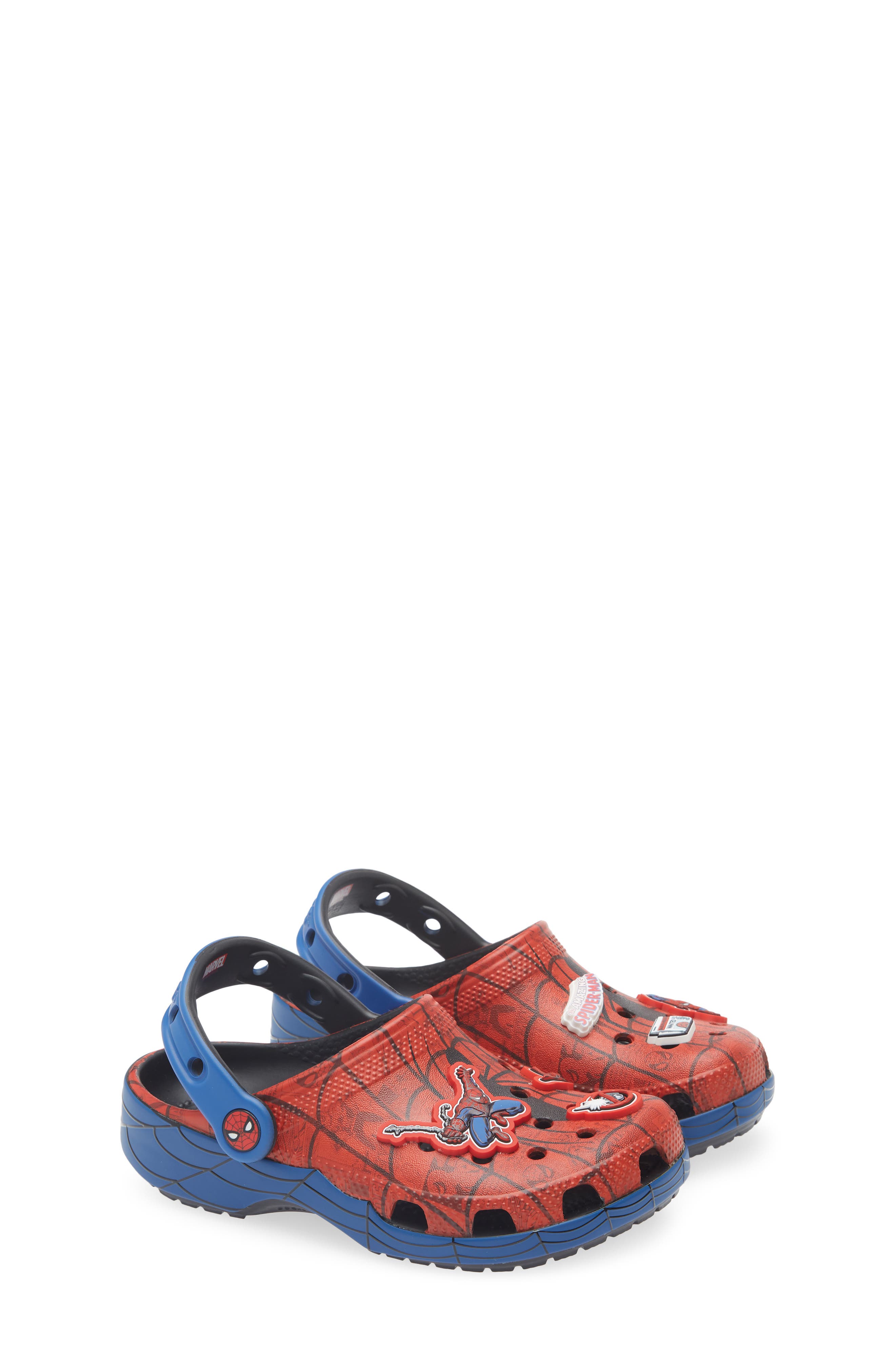 CROCS Kids' Spiderman Web Classic Clog, Main, color, Red Multi