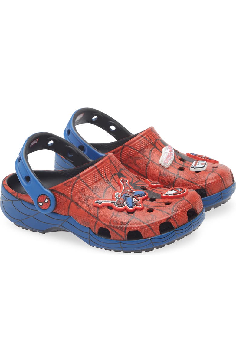CROCS Kids' Spiderman Web Classic Clog, Main, color, Red Multi