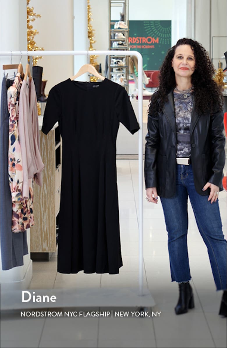 Double Pleat A-Line Midi Dress